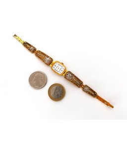 Ladies gold watch with lace...